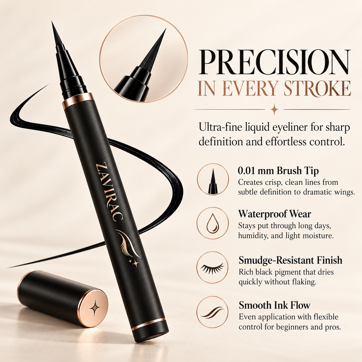 ZAVIRAC Precision Liquid Eyeliner Pen